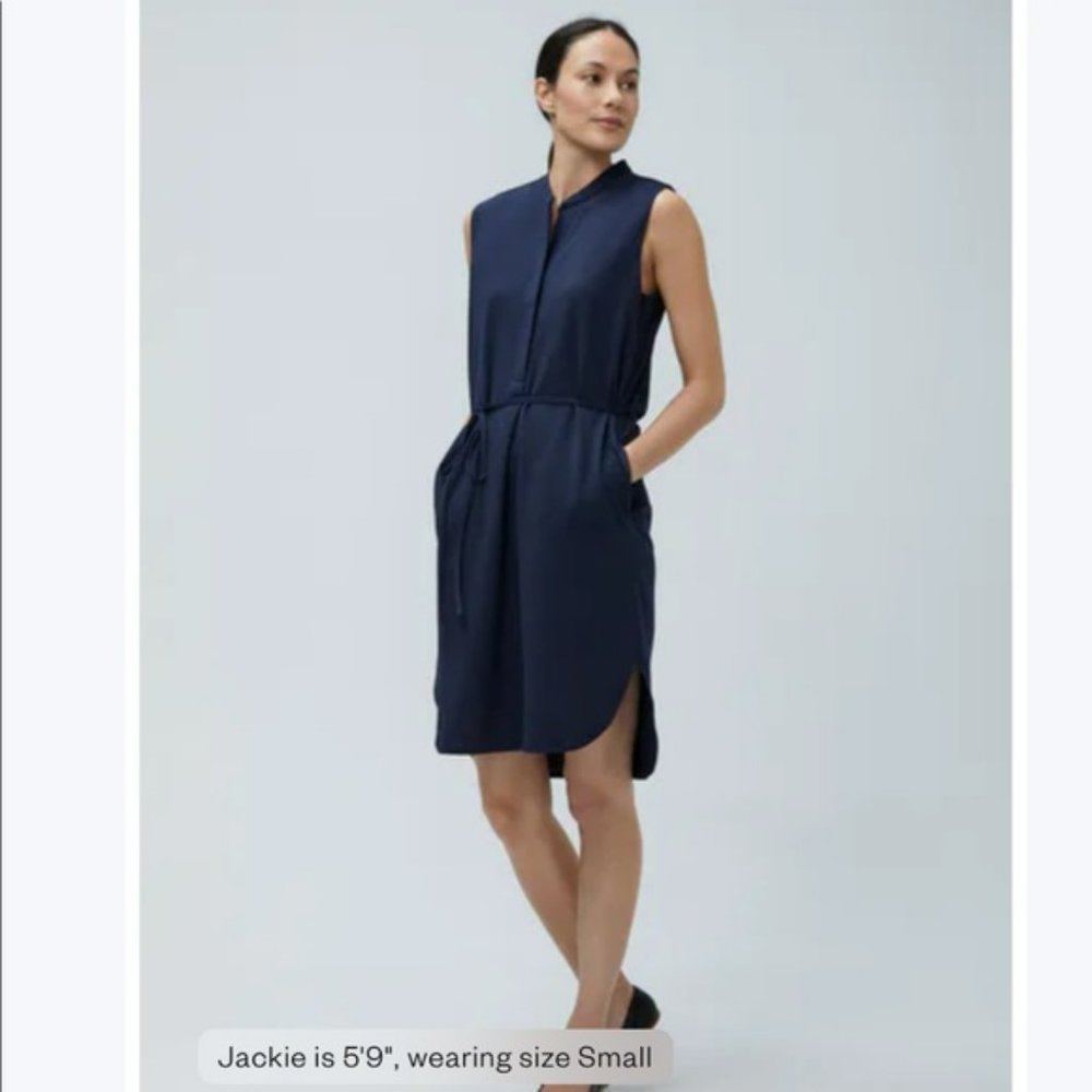 NEW Navy Ministry of Supply -  Hybrid Seersucker Sleeveless navy dress